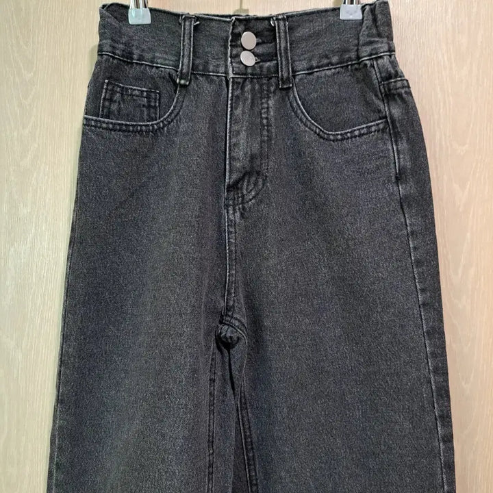 [BUNJANG] Black Washing Wide Denim Pants (Size S) / 블랙 워싱 와이드 데님 팬츠사이즈S
