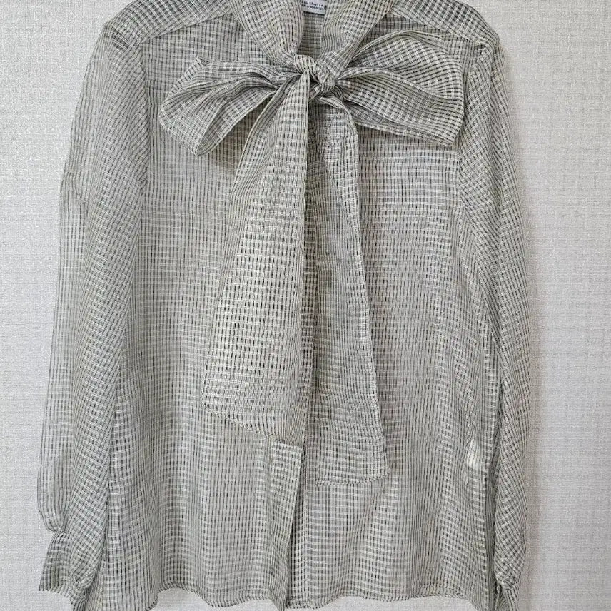 [BUNJANG] Zara Silk 100% Sheer Ribbon Check Blouse XS / ZARA 자라 실크 100% 시스루 리본 체크 블라우스 XS