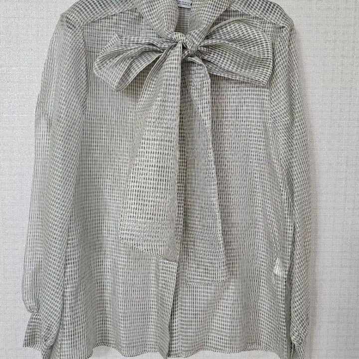 [BUNJANG] Zara Silk 100% Sheer Ribbon Check Blouse XS / ZARA 자라 실크 100% 시스루 리본 체크 블라우스 XS