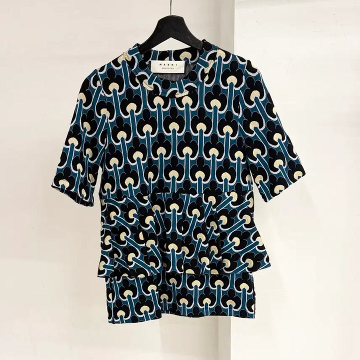 [BUNJANG] Marni Navy Blue Flower Pattern Blouse / 마르니 네이비 블루 컬러 플라워 패턴 블라우스