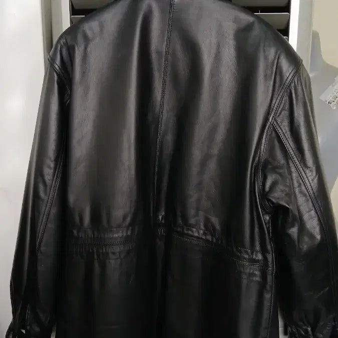 [BUNJANG] SS Leather Leather Jacket Black Size 77 / SS레더 가죽 자켓 블랙 77사이즈 허리조절끈있음