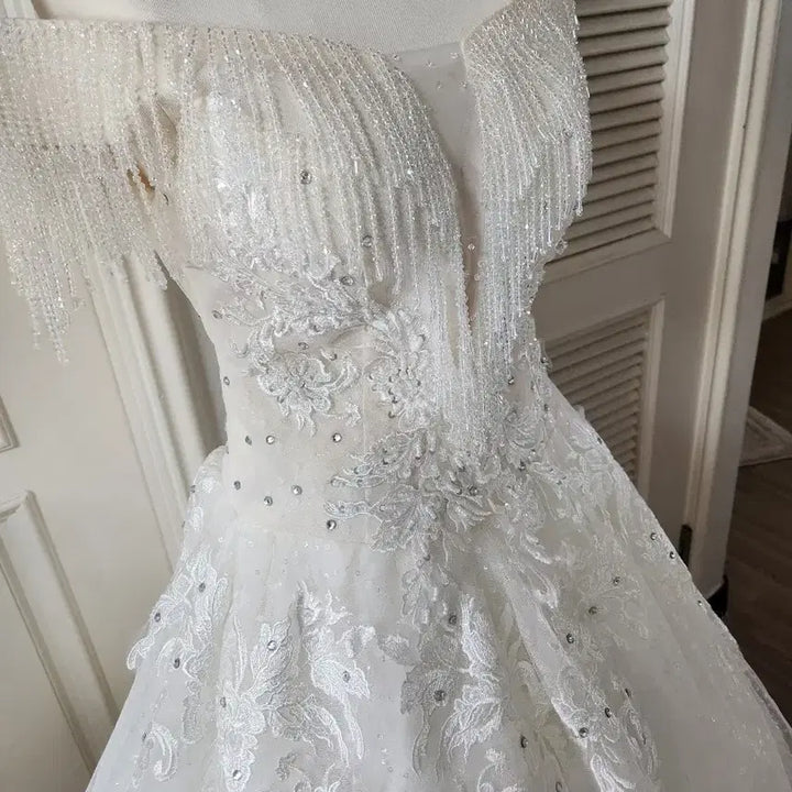 [BUNJANG] Off-Shoulder Beaded Wedding Dress / 본식드레스 웨딩드레스 판매/대여