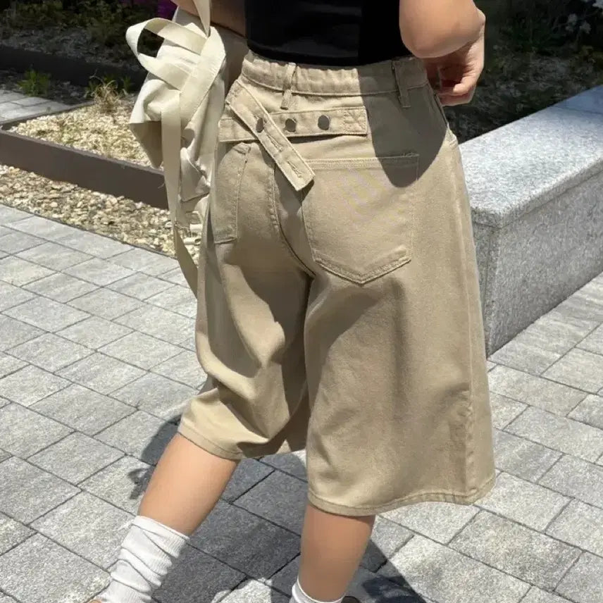 [BUNJANG] Hikki Buckle Back Point Bermuda Cotton Shorts / 히키 버클 백포인트 버뮤다 코튼 반바지 버뮤다팬츠 에이블리