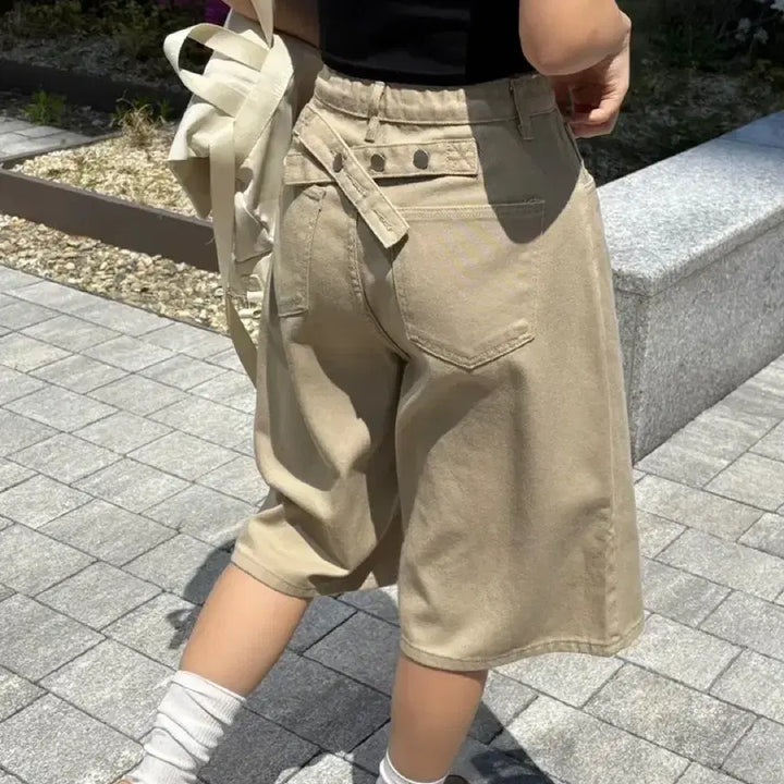 [BUNJANG] Hikki Buckle Back Point Bermuda Cotton Shorts / 히키 버클 백포인트 버뮤다 코튼 반바지 버뮤다팬츠 에이블리