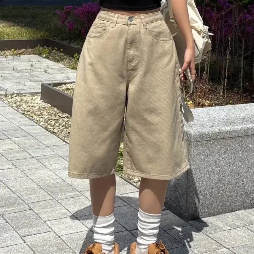 [BUNJANG] Hikki Buckle Back Point Bermuda Cotton Shorts / 히키 버클 백포인트 버뮤다 코튼 반바지 버뮤다팬츠 에이블리