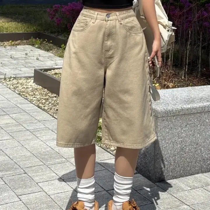 [BUNJANG] Hikki Buckle Back Point Bermuda Cotton Shorts / 히키 버클 백포인트 버뮤다 코튼 반바지 버뮤다팬츠 에이블리