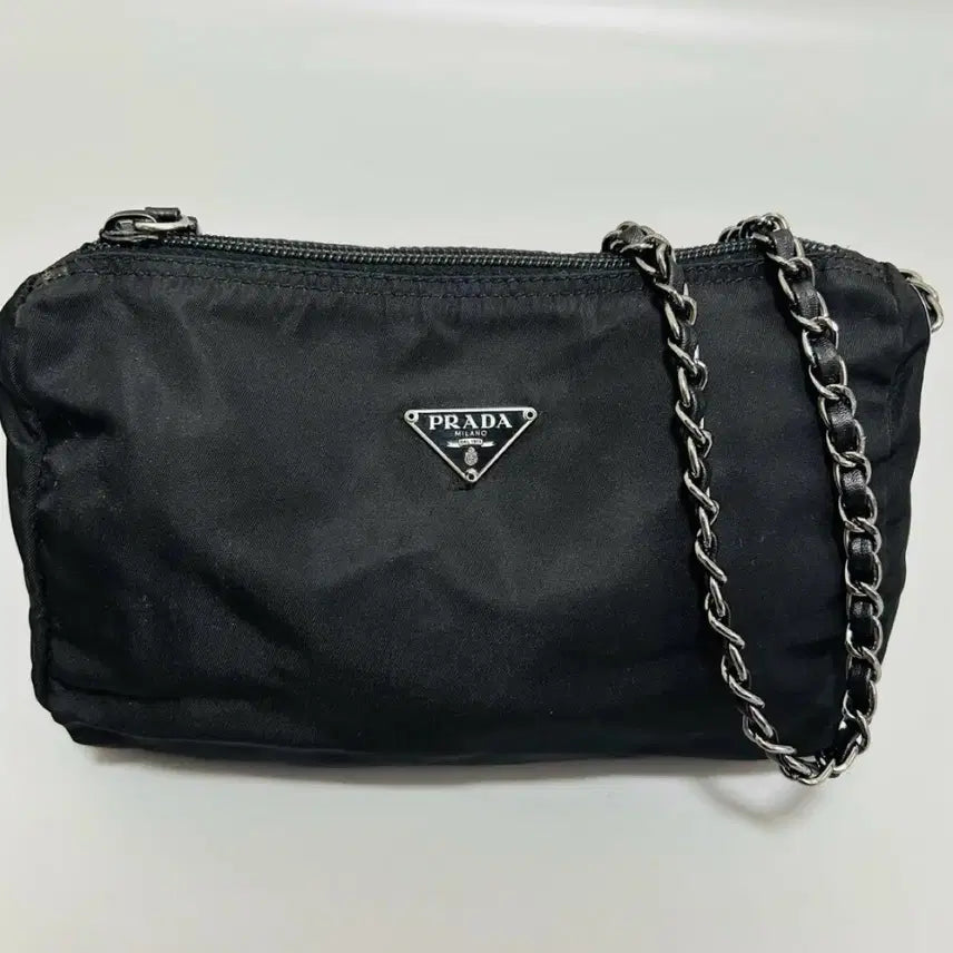 [BUNJANG] Prada Black Nylon Chain Mini Shoulder Camera Bag / 프라다 블랙 나일론 체인 미니 숄더 파우치백