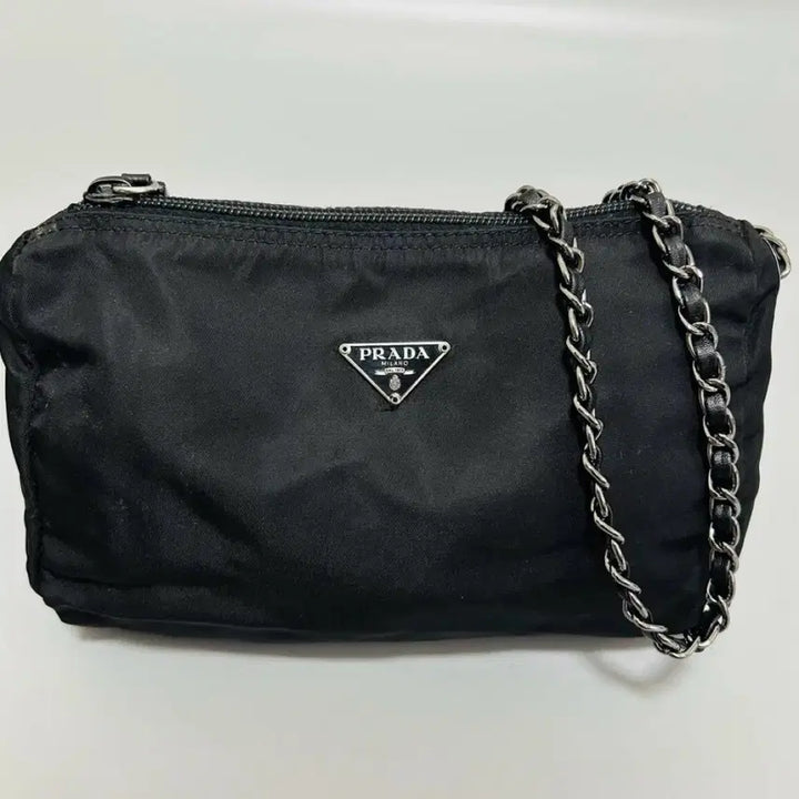 [BUNJANG] Prada Black Nylon Chain Mini Shoulder Camera Bag / 프라다 블랙 나일론 체인 미니 숄더 파우치백