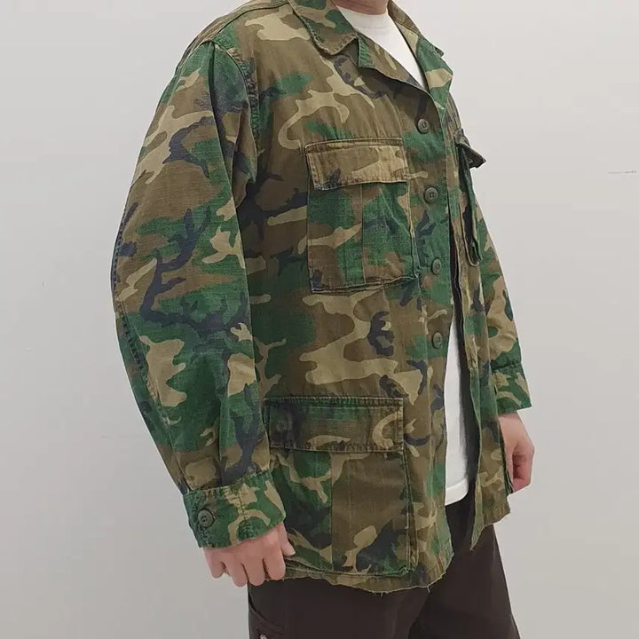[BUNJANG] US Military Original RDF Fatigue Jacket ERDL Pattern M-R (1981) / 미군 오리지널 RDF 퍼티그 자켓 ERDL 패턴 M-R (&