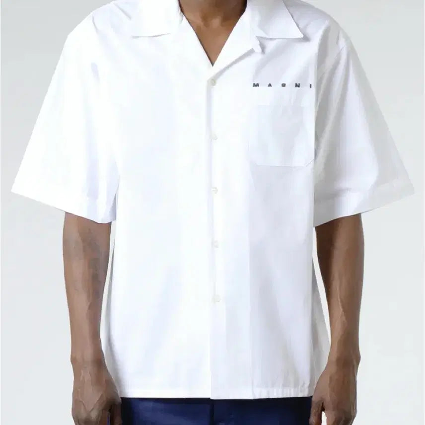 [BUNJANG] Marni Poplin Logo Short Sleeve Shirt / 마르니 MARNI 포플린 로고 반팔셔츠