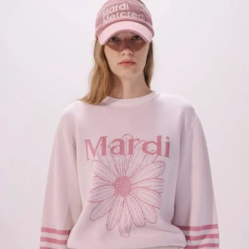 [BUNJANG] Mardi Mercredi Flower Pink Sweatshirt Knit / (새상품, 택있음) MARDI 마르디 플라워 핑크 맨투맨 니트