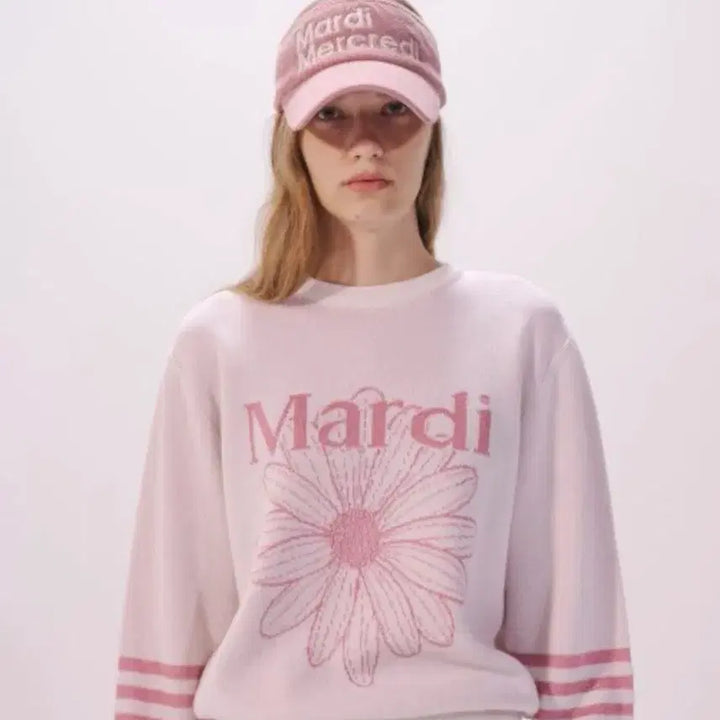 [BUNJANG] Mardi Mercredi Flower Pink Sweatshirt Knit / (새상품, 택있음) MARDI 마르디 플라워 핑크 맨투맨 니트