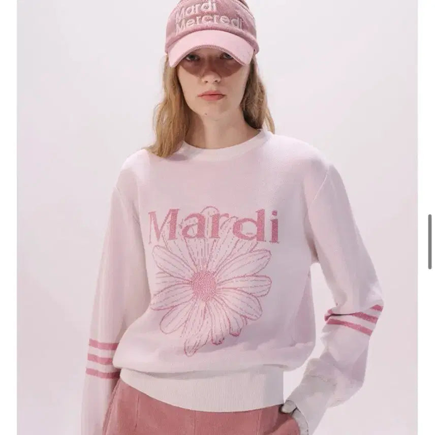 [BUNJANG] Mardi Mercredi Flower Pink Sweatshirt Knit / (새상품, 택있음) MARDI 마르디 플라워 핑크 맨투맨 니트
