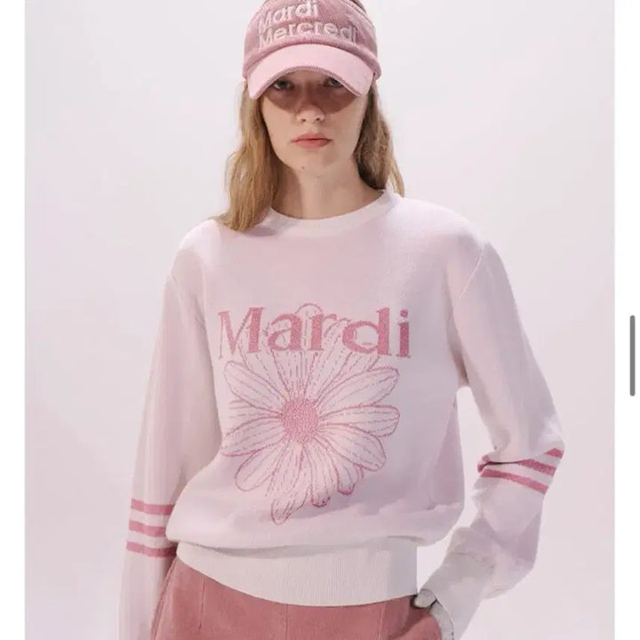 [BUNJANG] Mardi Mercredi Flower Pink Sweatshirt Knit / (새상품, 택있음) MARDI 마르디 플라워 핑크 맨투맨 니트