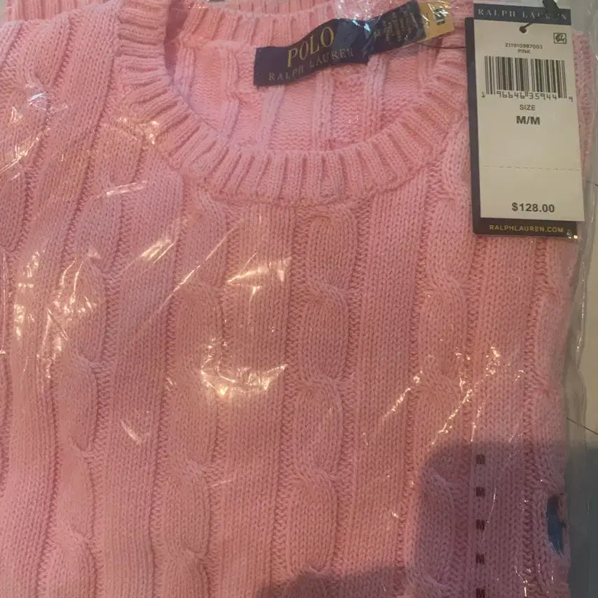 [BUNJANG] Polo Ralph Lauren Cable Knit Short Sleeve Sweater Pink / 폴로 랄프로렌 꽈배기 케이블 반팔 니트 핑크 미개봉 새상품