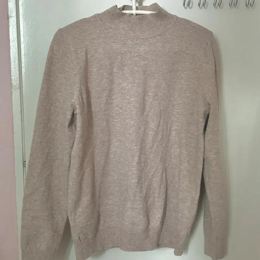 [BUNJANG] Beige Half-Neck Knit Long Sleeve Top / 베이지색 반폴라 니트 긴팔