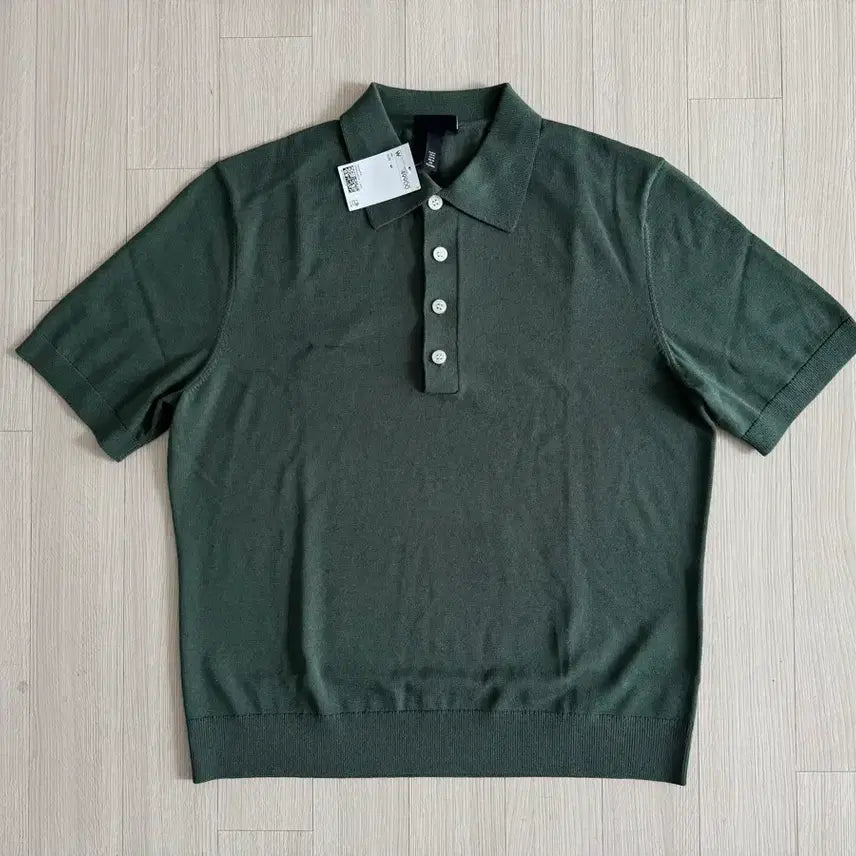 [BUNJANG] H&amp;M Knit Short Sleeve Polo T-Shirt Dark Green M (100) / H&amp;M 니트 반팔티 티셔츠 폴로 셔츠 다크그린 M사이즈 100사이즈