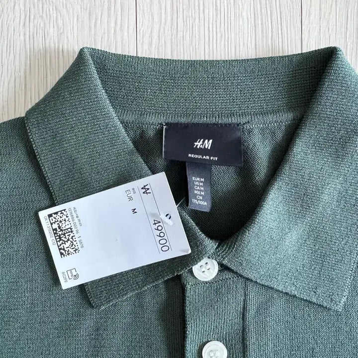 [BUNJANG] H&amp;M Knit Short Sleeve Polo T-Shirt Dark Green M (100) / H&amp;M 니트 반팔티 티셔츠 폴로 셔츠 다크그린 M사이즈 100사이즈