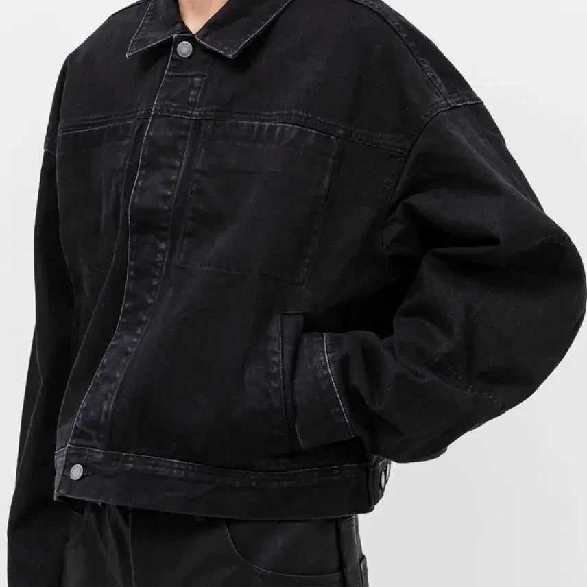 [BUNJANG] Entire Studio Vintage Washed Cropped Oversized Jacket / 엔타이어 스튜디오 자켓