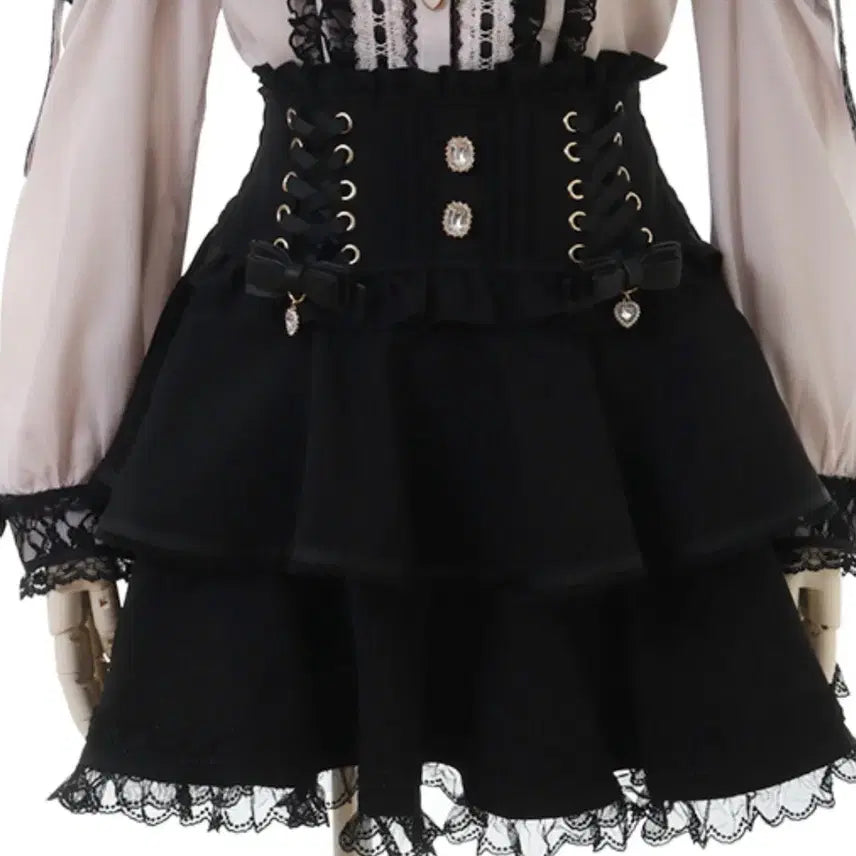 [BUNJANG] Lizlisa Suspender Tiered Skirt / 리즈리사 서스펜더 티어드 스카판 스커트 양산형 지뢰계 블랙