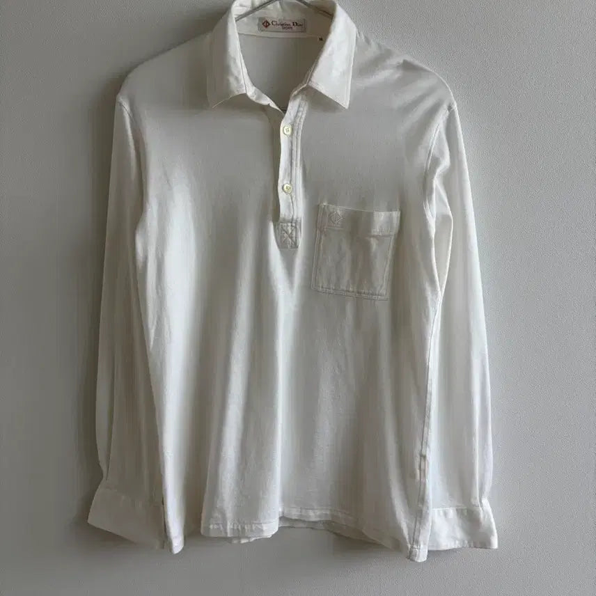 [BUNJANG] Christian Dior Sport White Long Sleeve Polo Shirt / 크리스찬 디올 스포츠 화이트 긴팔 폴로셔츠