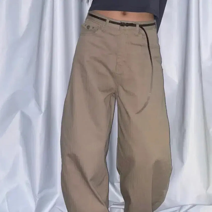 [BUNJANG] The Voyage Vintage Stud Pocket Wide Pants Beige / 빈티지 스터드 포켓 와이드 팬츠 베이지 컬러