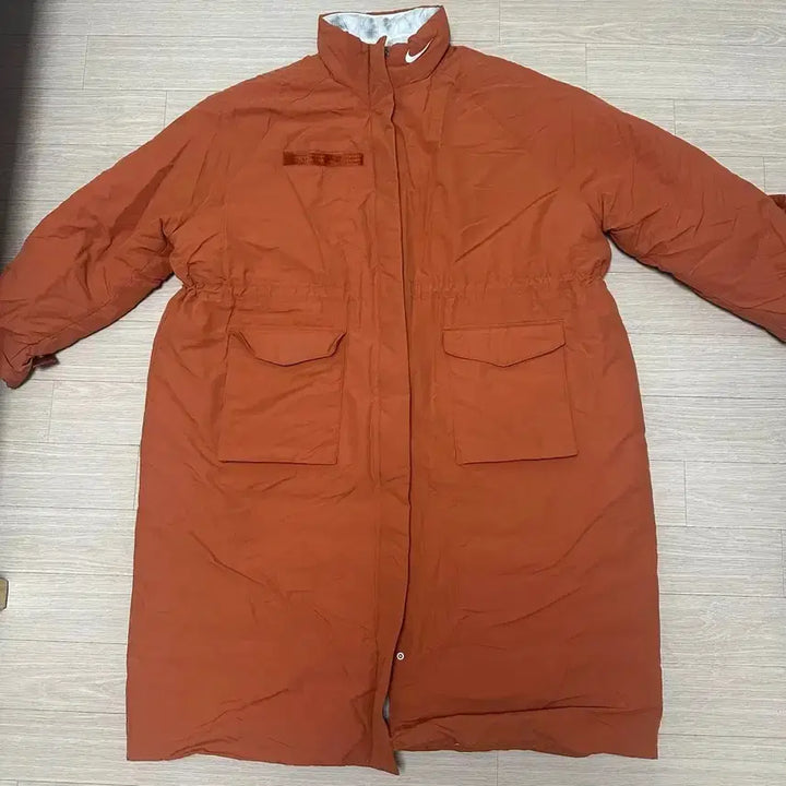 [BUNJANG] Nike Orange Long Padded Jumper / 나이키 롱 패딩 점퍼 오렌지색(김코디 구입)