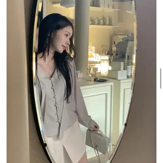[BUNJANG] Cherrykoko Tie Blouse Grey / 체리코코 타이블라우스 그레이