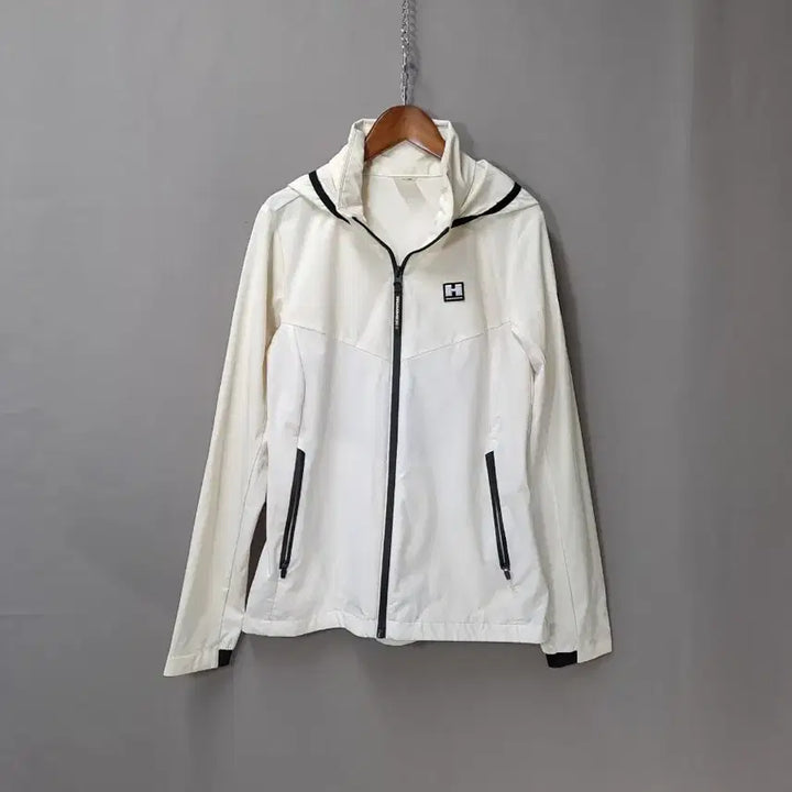 [BUNJANG] HUMMER Ivory Dual Material Hooded Zip-Up Windbreaker / HUMMER 아이보리색 이중소재 후드 집업 바람막이