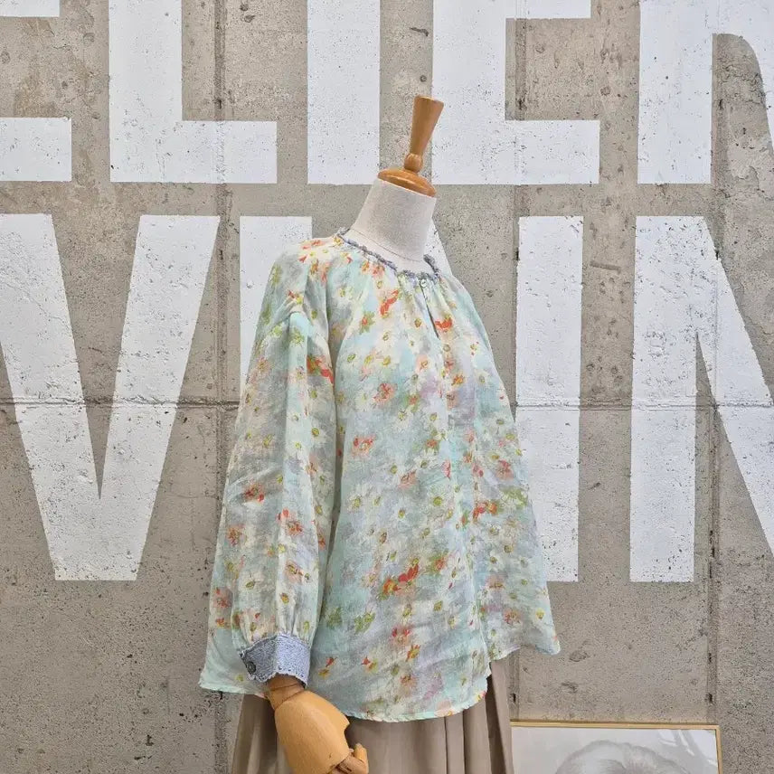 [BUNJANG] Linen Floral Pattern Blouse / 플라워 패턴 린넨블라우스
