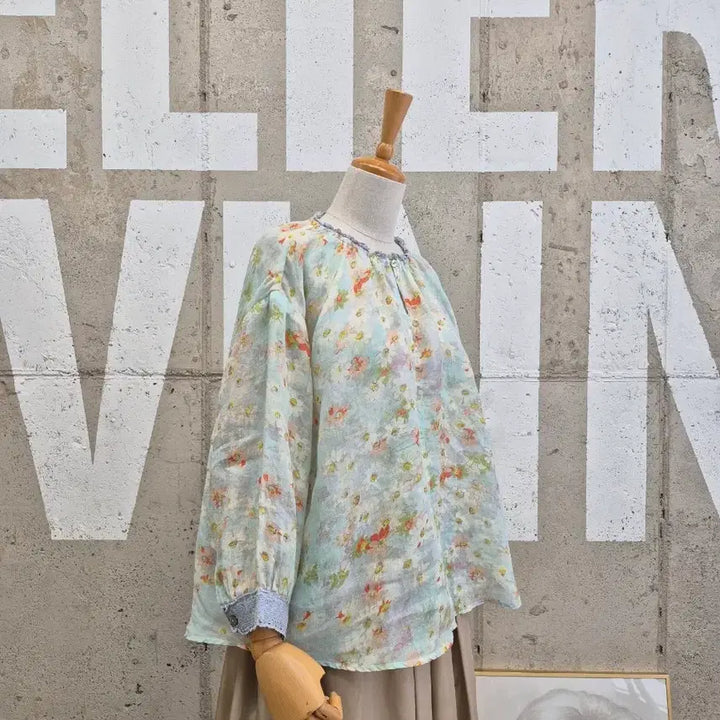 [BUNJANG] Linen Floral Pattern Blouse / 플라워 패턴 린넨블라우스