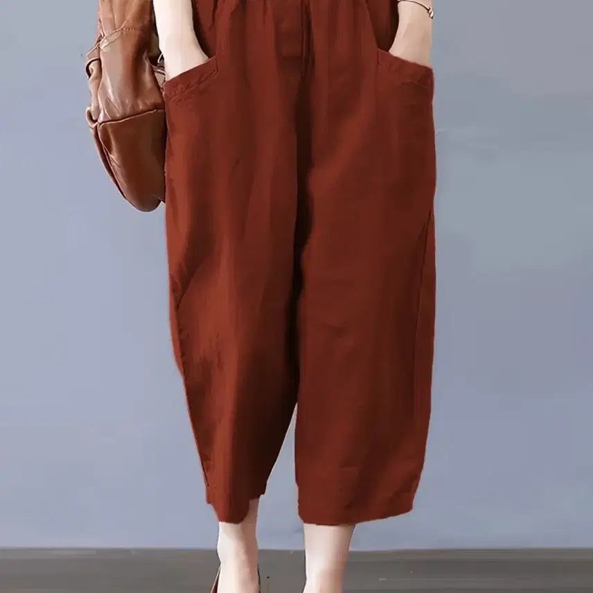 [BUNJANG] Burgundy Banding 9/10 Length Pants / 새상품 버건디 밴딩 팬츠 고무줄바지 9부