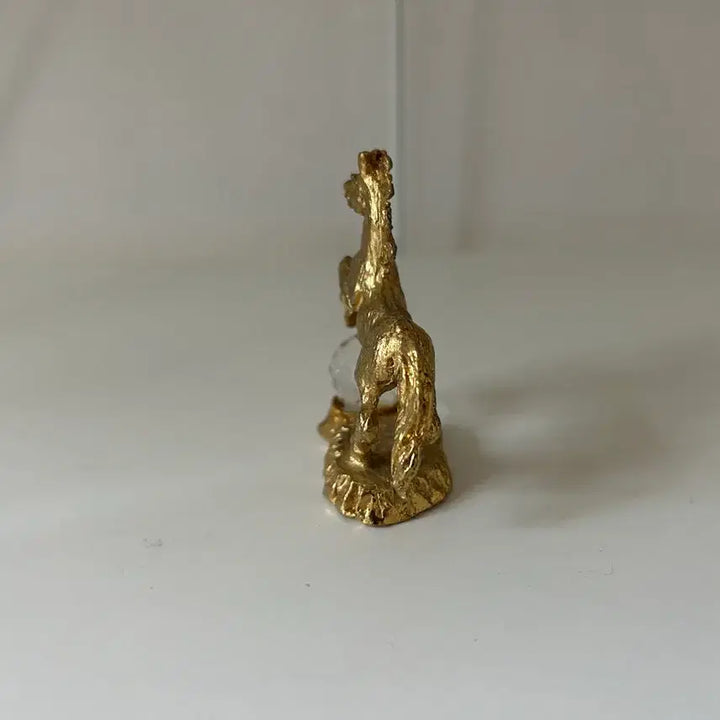[BUNJANG] Vintage Golden Horse Statue with Crystal Ball Base / 빈티지 말 조각상