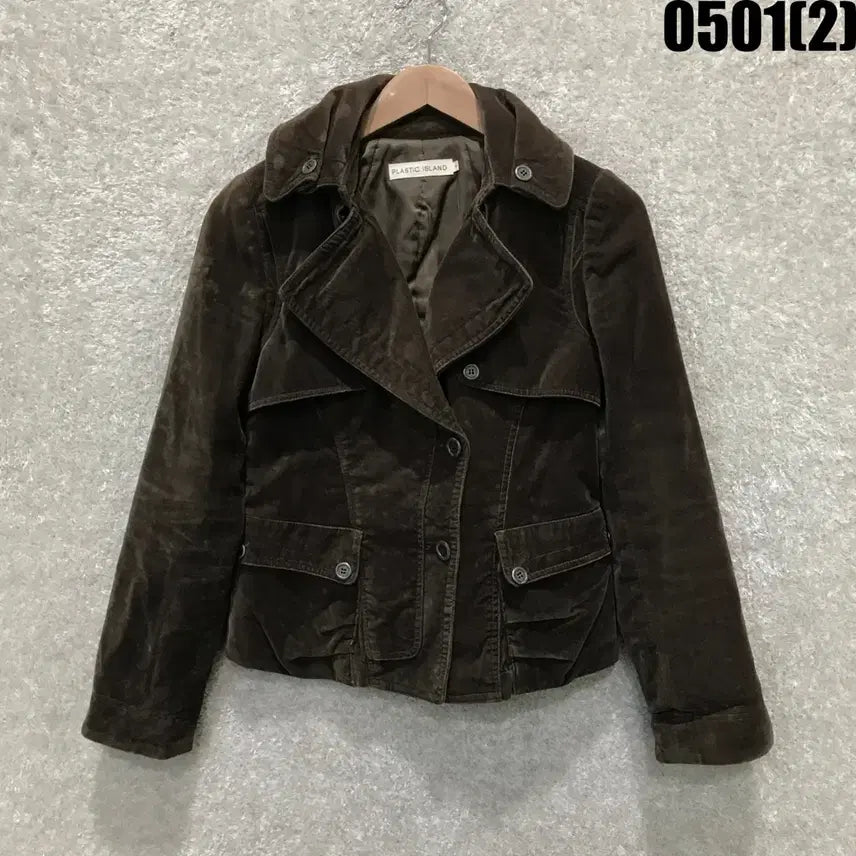 [BUNJANG] Plastic Island Brown Velvet Jacket Size S / 플라스틱아일랜드 브라운 벨벳 자켓 s