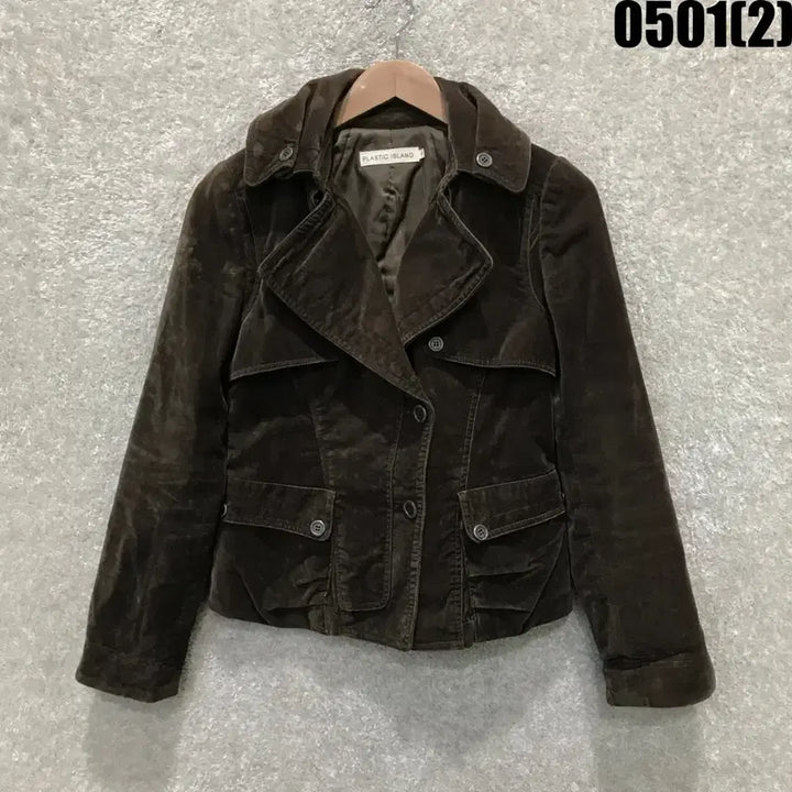 [BUNJANG] Plastic Island Brown Velvet Jacket Size S / 플라스틱아일랜드 브라운 벨벳 자켓 s