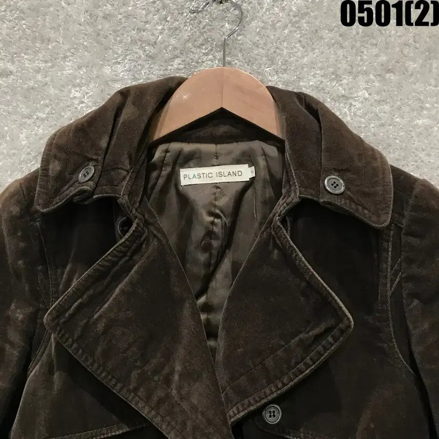 [BUNJANG] Plastic Island Brown Velvet Jacket Size S / 플라스틱아일랜드 브라운 벨벳 자켓 s