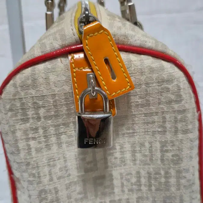 [BUNJANG] Fendi Zucchino Forever Baulotto Sequin Mini Boston Bag White/Silver / 펜디 주키노 포에버 바울로또 시퀸 핸드백