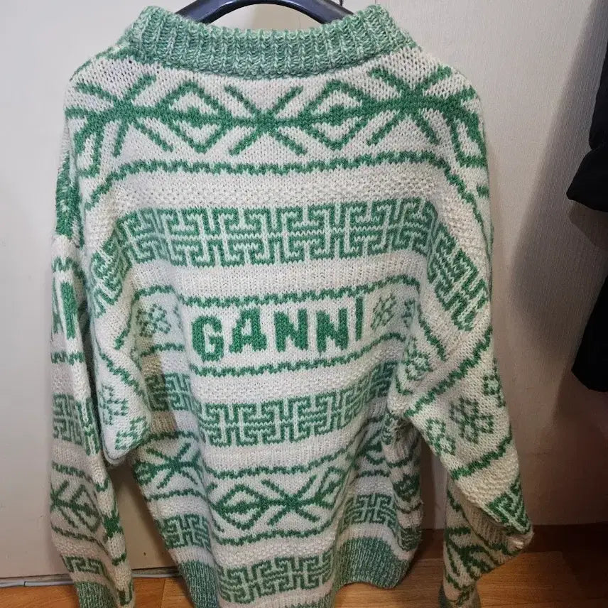 [BUNJANG] GANNI Organic Wool 100% Green Pullover Knit Sweater / 66 ~ 77) 가니 GANNI 오가닉울100% 니트 그린 울 풀오버 에