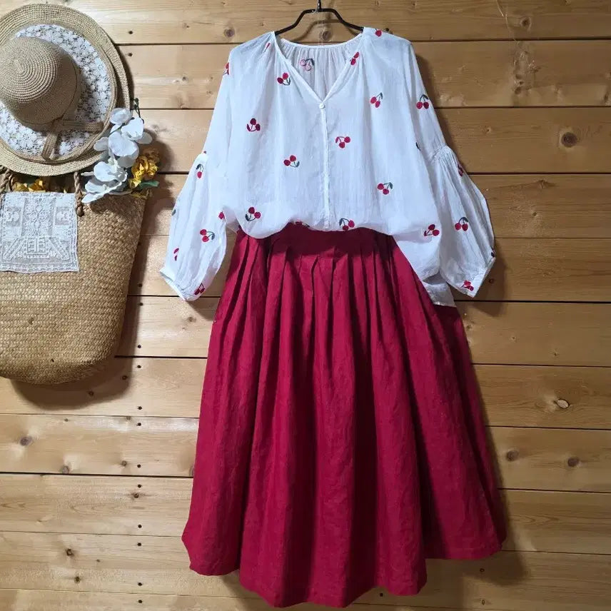 [BUNJANG] 100% Cotton Embroidery Shirt / 마100%  자수셔츠.