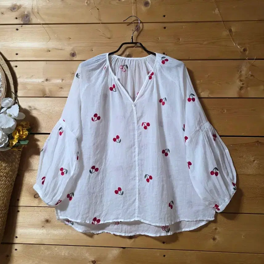 [BUNJANG] 100% Cotton Embroidery Shirt / 마100%  자수셔츠.