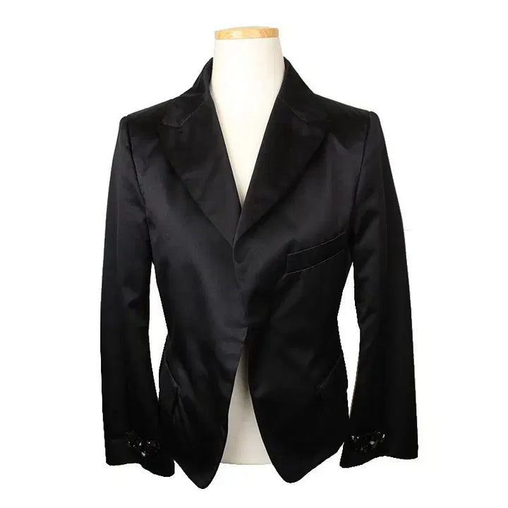 [BUNJANG] Jil Sander Black Silk Beaded Short Jacket 38 / 질샌더 블랙 실크 비즈장식 숏자켓 38