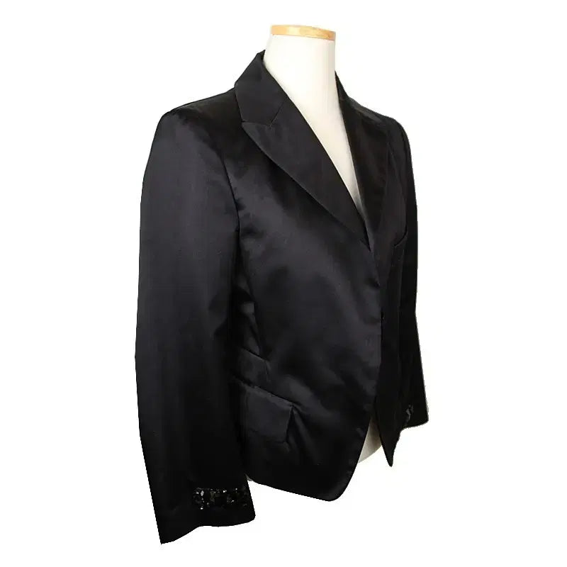 [BUNJANG] Jil Sander Black Silk Beaded Short Jacket 38 / 질샌더 블랙 실크 비즈장식 숏자켓 38