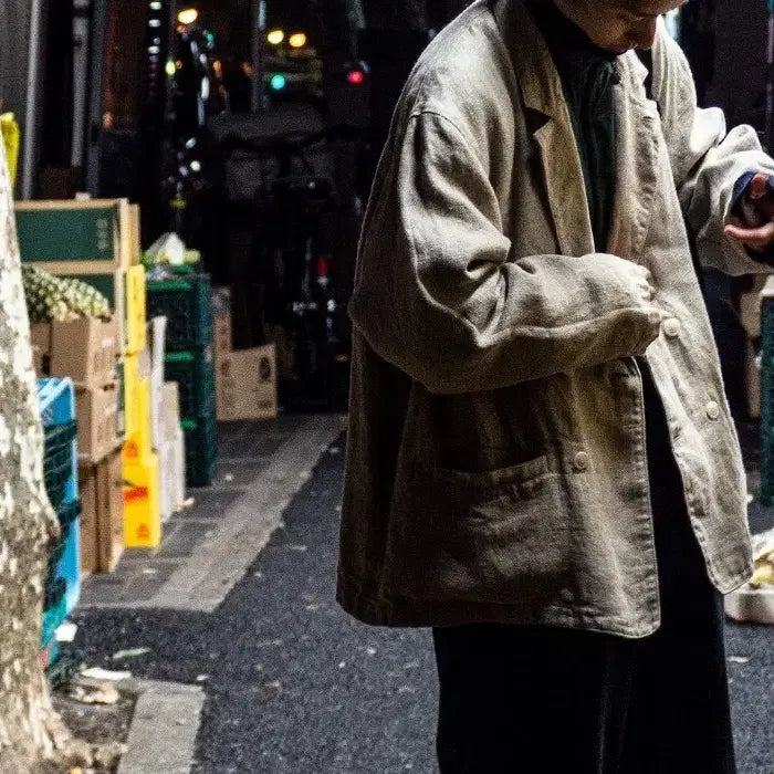 [BUNJANG] Nest Robe Compact Linen Canvas Double Jacket / 네스트로브컨팩트 린넨 캔버스 더블자켓