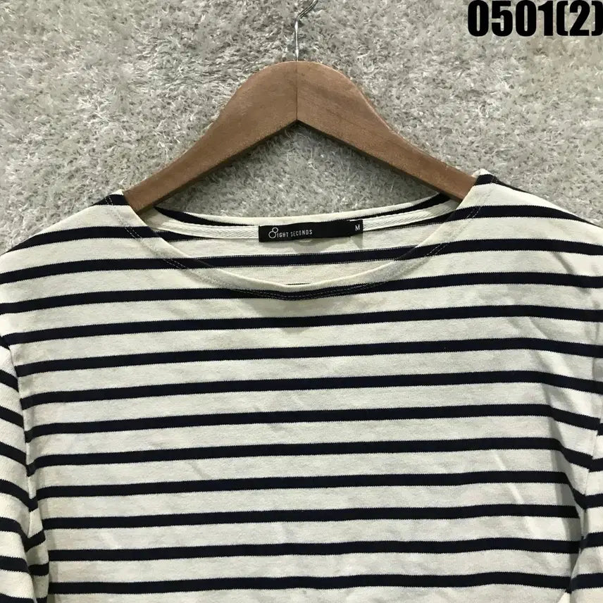 [BUNJANG] 8seconds Striped Long Sleeve T-Shirt (M) / OIGHT SECONDS 스트라이프 긴팔 티셔츠 m