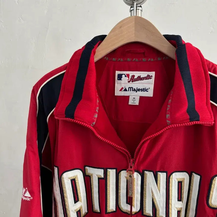 [BUNJANG] Majestic Washington Nationals Baseball Jacket Red M / Majestic 마제스틱 레드 워싱턴 내셔널스 베이스볼 자켓