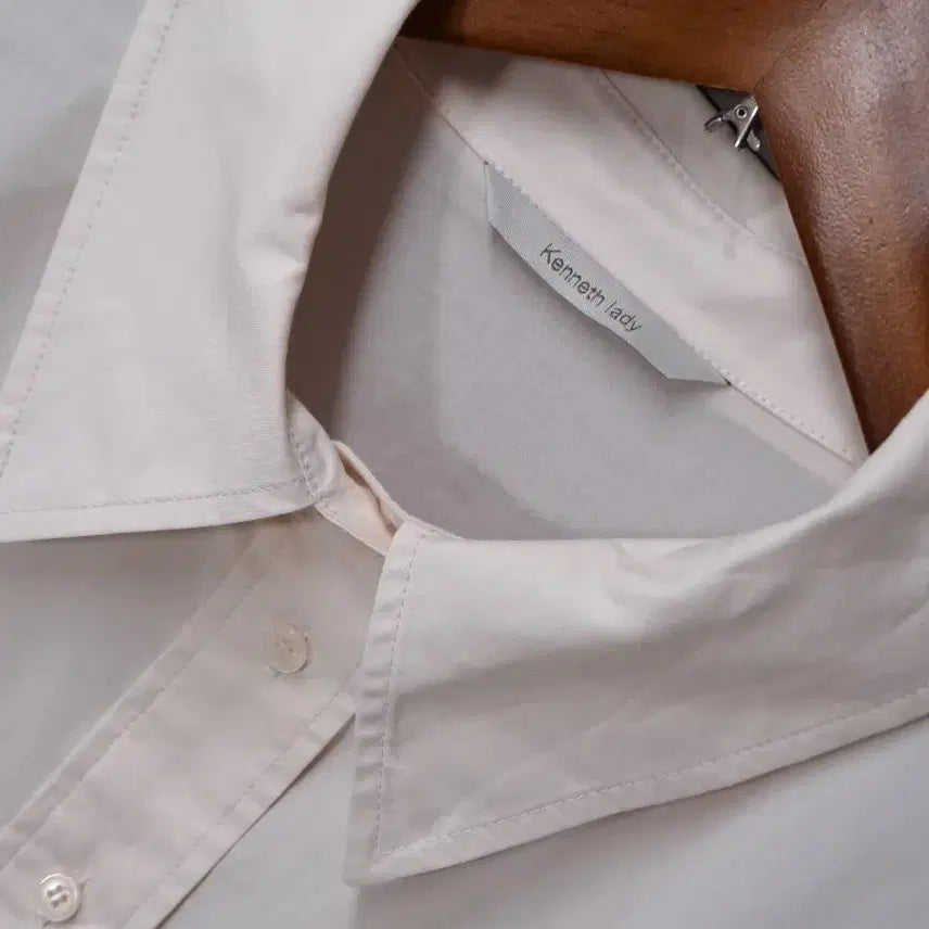 [BUNJANG] Kenneth Lady Cotton Blend Asymmetrical Light Pink Shirt / 케네스 레이디 뒤트임 면혼방 언발 라이트 핑크 셔츠