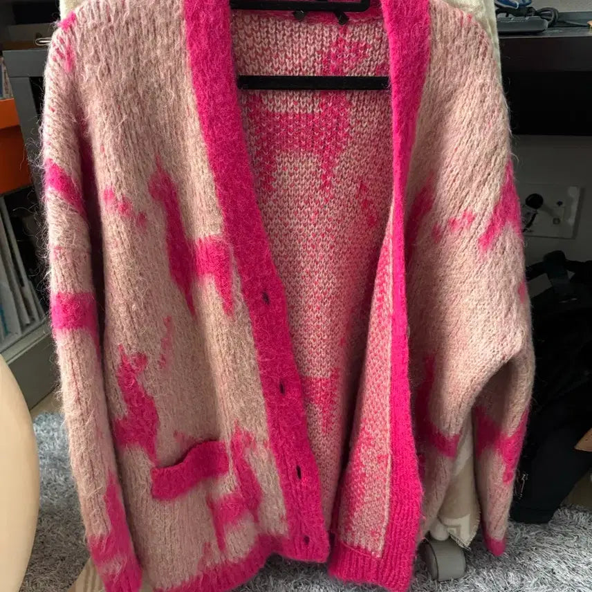 [BUNJANG] Maje Pink Knit Cardigan / 마쥬 핑크 니트 M