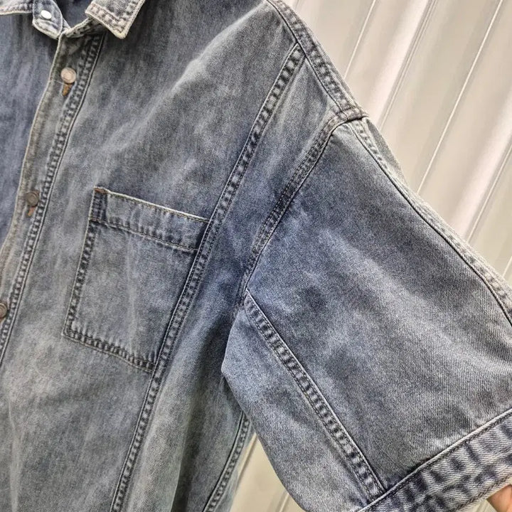 [BUNJANG] Juun.j Vintage Denim Short Sleeve Shirt / juun.j 빈티지 데님 반팔 셔츠
