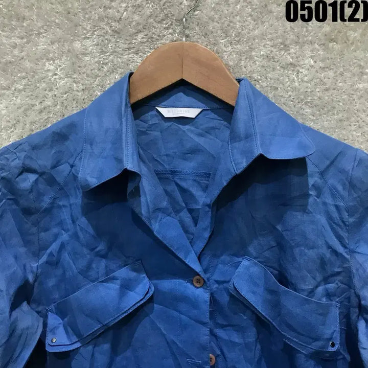 [BUNJANG] Blue Roll-up Long Sleeve Shirt Size S / 블루 롤업 긴팔 남방 s