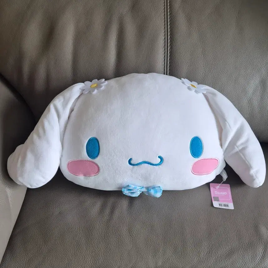 [BUNJANG] Sanrio Cinnamoroll Face Cushion Plush Flower Check / 산리오 시나모롤 얼굴 쿠션 인형 플라워체크